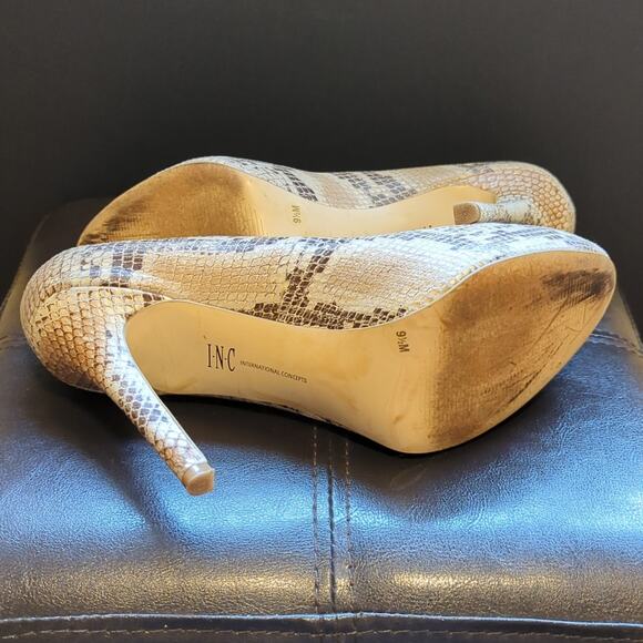 INC International Concepts Snakeskin Print Leather High Heels - Picture 4 of 4